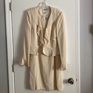 Bloomingdale's 14P ivory Cream Dress and Blazer Suit Set.